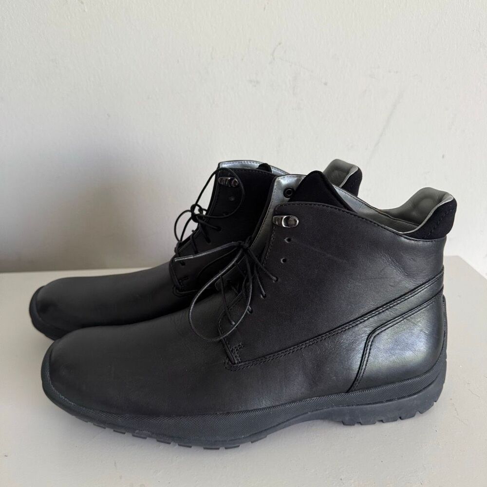 Kenneth Cole Leather Waterproof Rain Storm Leather Lace Up Stylish Boots Black